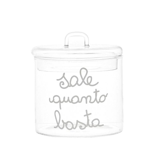 Barattolo in vetro - Scritta: Sale quanto basta (scritta bianco)