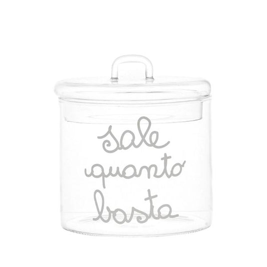 Barattolo in vetro - Scritta: Sale quanto basta (scritta bianco)