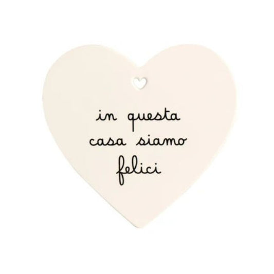 Sottopentola cuore - Scritta: In questa casa siamo felici
