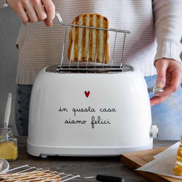 Tostapane bianco Scritta: in questa casa siamo felici