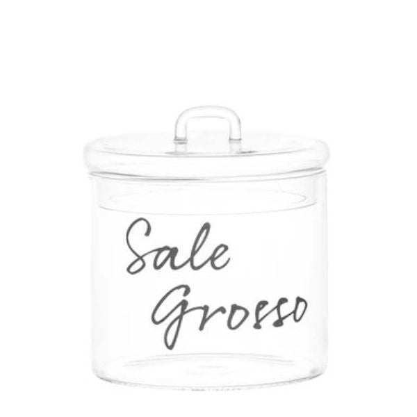 Barattolo in vetro - Scritta: Sale grosso Ø15cm Scritta nera