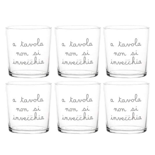 Bicchiere acqua 35 cl - Scritta: A tavola non si invecchia