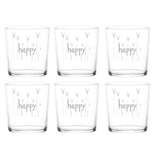 Bicchiere acqua 35 cl - Scritta: Happy cuore
