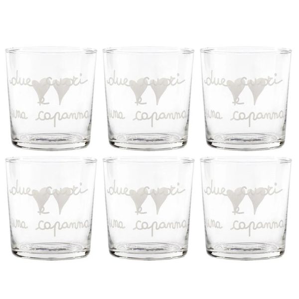 Bicchiere acqua 35 cl - Scritta: Due cuori e una capanna