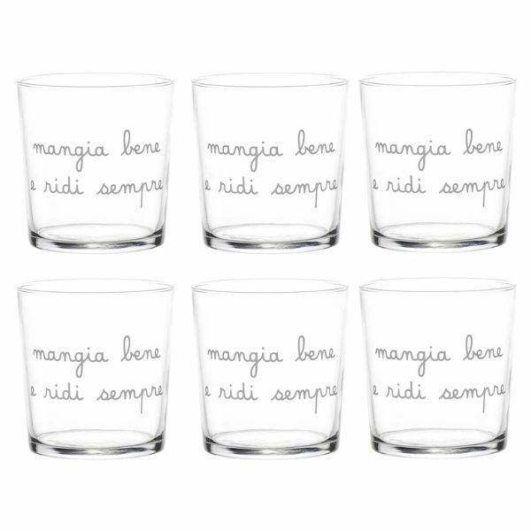 Bicchiere acqua 35 cl - Scritta: Mangia bene e ridi sempre