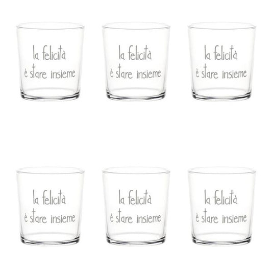 Bicchiere acqua 35 cl - Scritta: La felicità è stare insieme