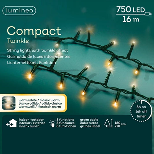 Luci di Natale 750 LED Bianco Caldo e Caldo Intenso 16 mt- 495424