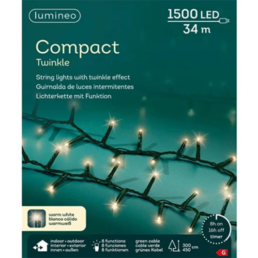 Luci di Natale 1500 LED Bianco Caldo 34 mt- 495357