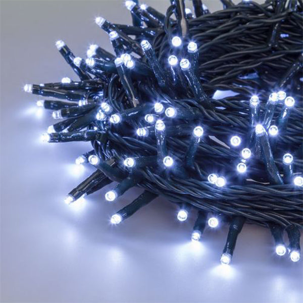 Catena Luminosa 180 LED Bianco Freddo 17,1 mt- Memory controller 7 giochi di luce + luce fissa con timer 32453