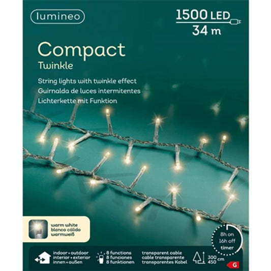 Luci di Natale 1500 LED Bianco Caldo Filo Bianco 34 mt- 495395