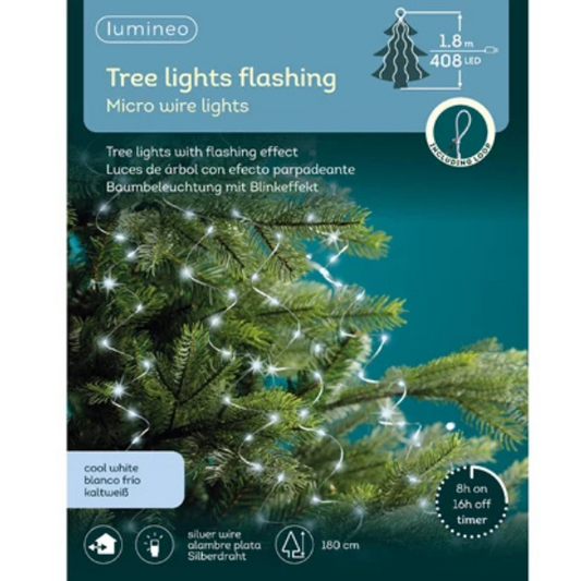 Luci di Natale a Grappolo 408 Micro Led Bianco Freddo 1,8 mt- 49.6182