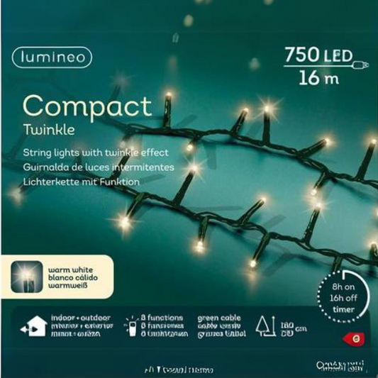 Luci di Natale 750 LED Bianco Caldo 16 mt- 495351