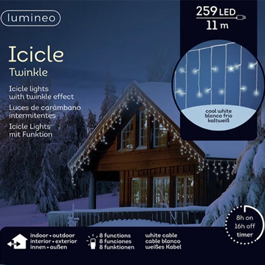 Tenda Luminosa 259 LED Bianco Freddo11 mt-8 Giochi di Luce e Timer 494827