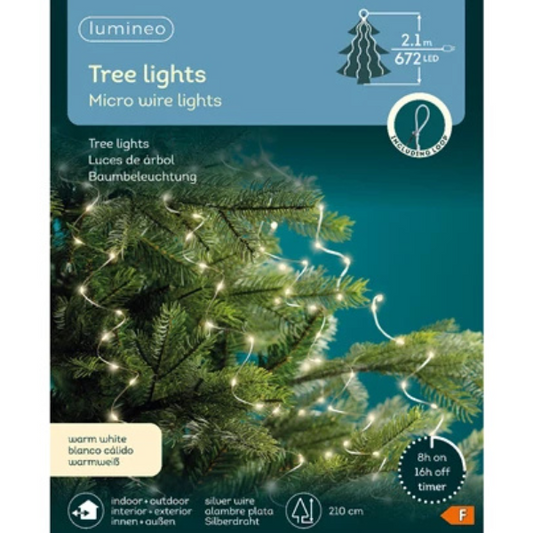 Luci di Natale a Grappolo 672 Micro Led Bianco  Caldo 2,10 mt- 496157