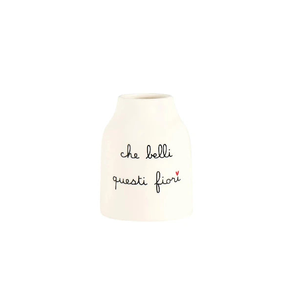 Vaso in gres - Scritta: Che belli questi fiori