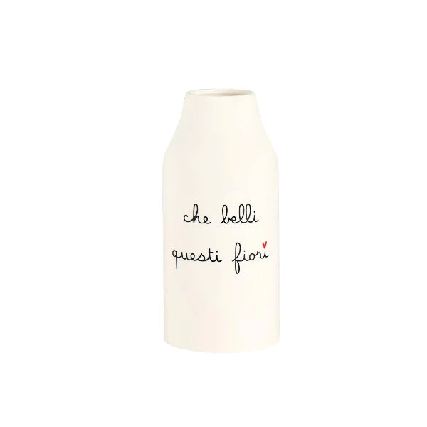Vaso in gres - Scritta: Che belli questi fiori