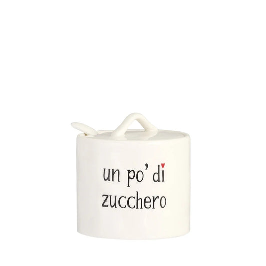 Zuccheriera in gres - Scritta: Un pò di zucchero