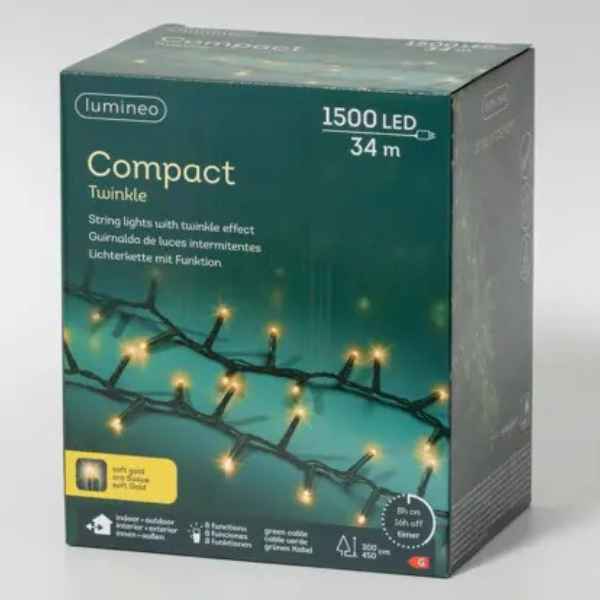Luci di Natale 1500 LED Soft Gold compatto - 34 mt -495525