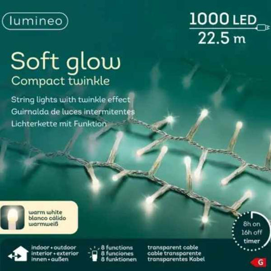 Luci di Natale 1000 LED Soft Glow Bianco Caldo - 22,5 mt - 495681