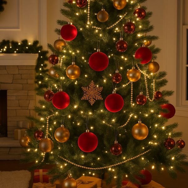 Palline di Natale Rosso Velluto 12 cm - 4 pz