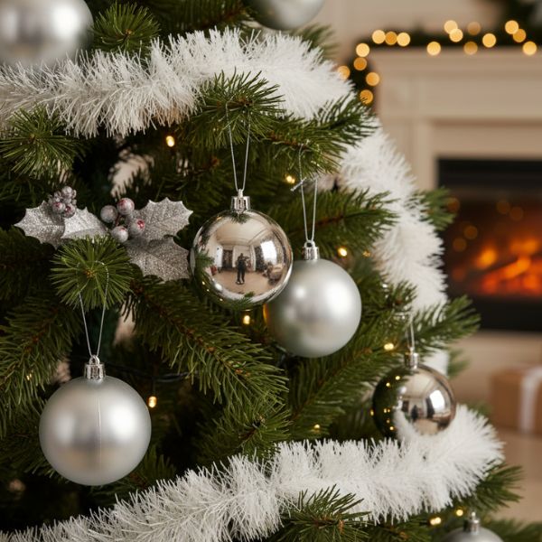 Palline di Natale Argento - 8 cm - 6 pz - Lucide & Opache