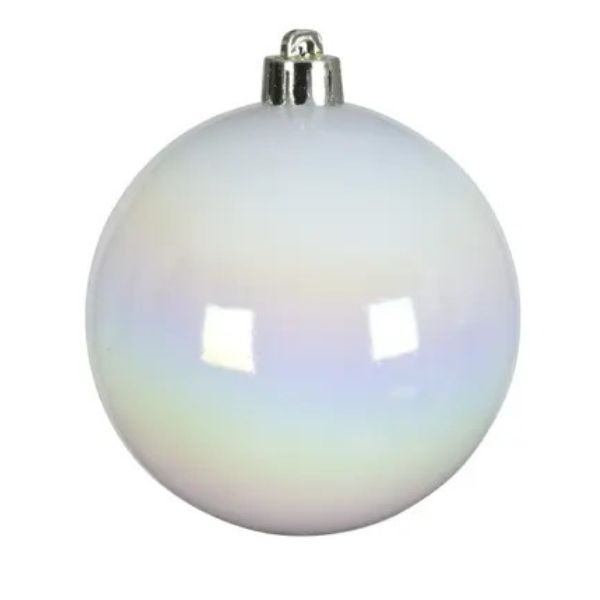 Palline di Natale Bianco Irridescente - 10 cm - 4 pz