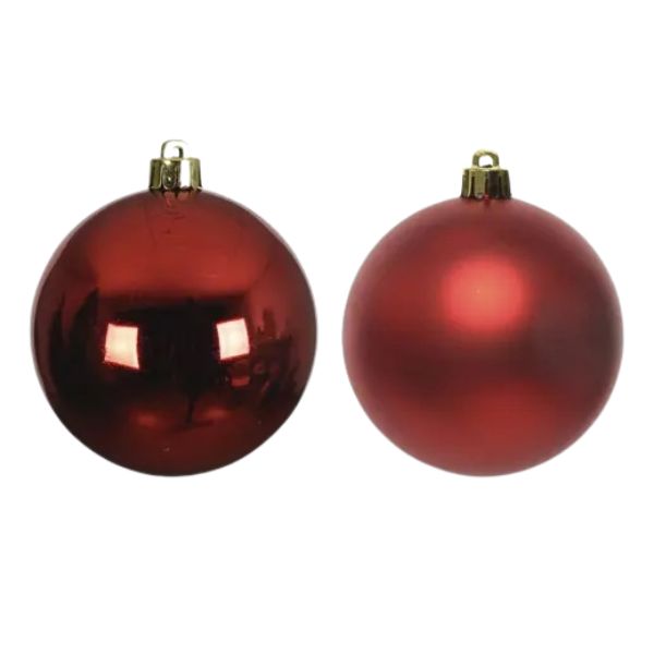 Palline di Natale Rosso- 8 cm - 6 pz - Lucide & Opache