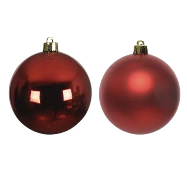 Palline di Natale Rosso - 10 cm - 4 pz - Lucide, Opache