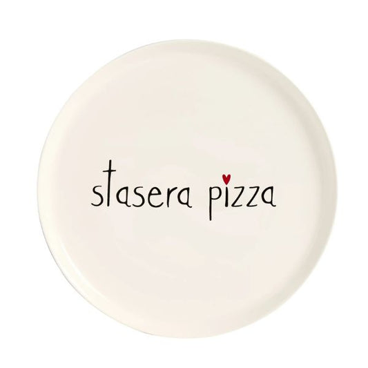 Piatto Pizza - Scritta: Stasera pizza - 31,5 cm