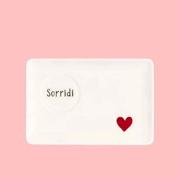 Set 2 piattini per Tazzine - Sorridi con cuore rosso