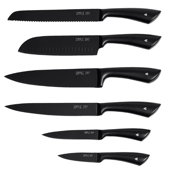 Set 6 coltelli cucina cuori nero