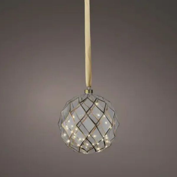 Sfera in vetro luminosa 20cm 40 LED  Bianco Caldo  - 487582