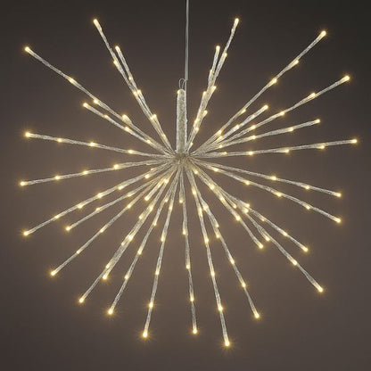 Sfera luminosa argento 44 cm 72 LED Bianco Caldo Effetto Flash- 492688