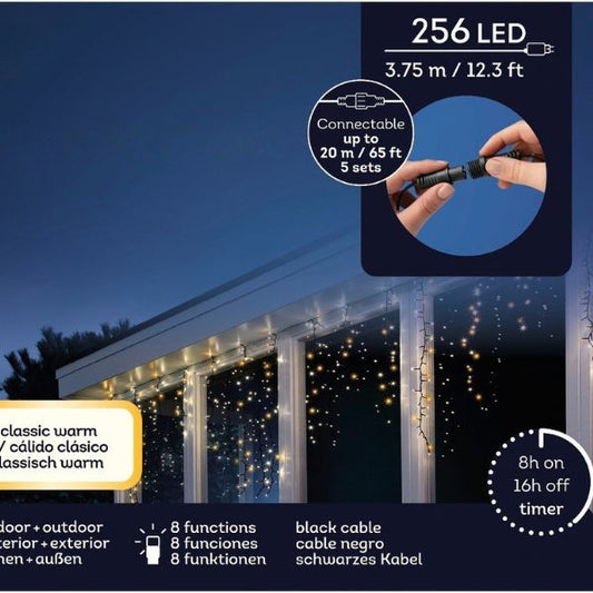 Tenda Luci di Natale 256 LED Bianco Caldo / Freddo 3,75 mt - 494982