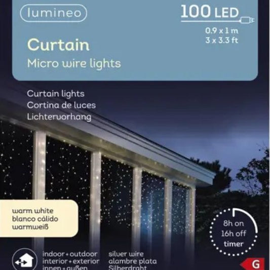 Tenda Luci di Natale 100 MicroLED Bianco Caldo 3,75 mt - 496825