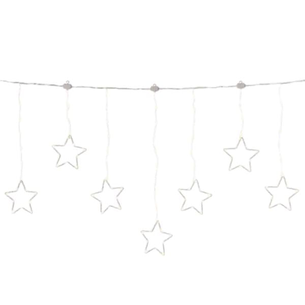 Tenda Luci di Natale con Stelle 156 MicroLED Bianco Caldo / argento 1,2mt - 493312
