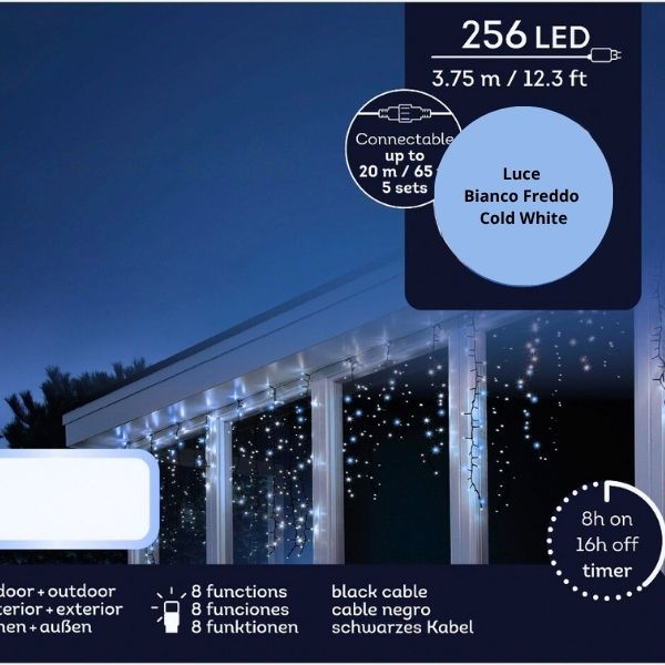 Tenda Luci di Natale 256 LED Bianco Freddo 3,75 mt - 494980