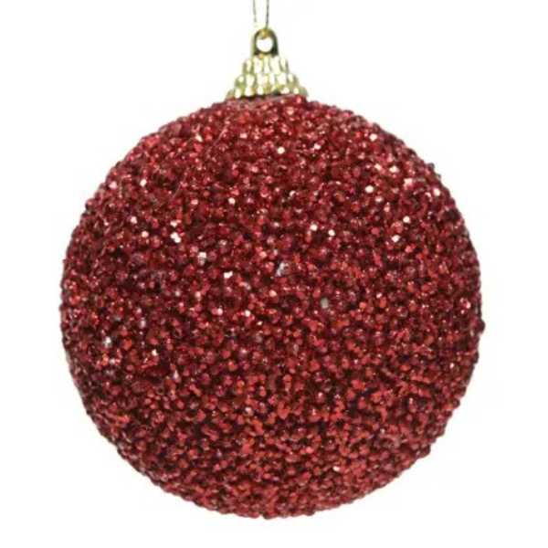 Pallina Rossa con Glitter 8 cm