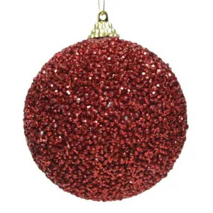 Pallina Rossa con Glitter 8 cm