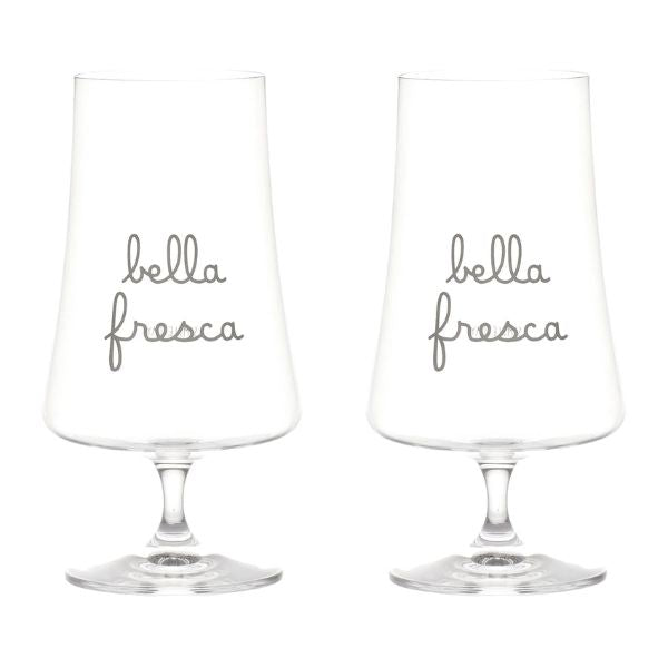 Set 2 bicchieri birra - Scritta: Bella fresca 55 cl