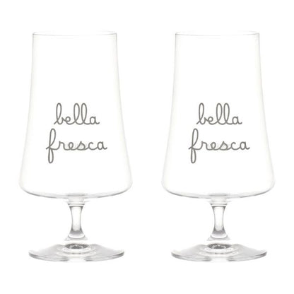 Set 2 bicchieri birra - Scritta: Bella fresca 55 cl
