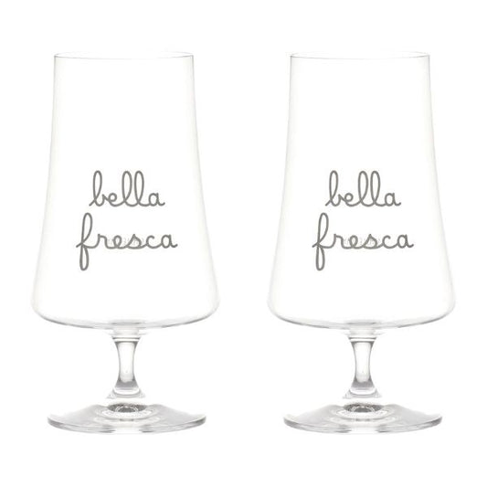 Set 2 bicchieri birra - Scritta: Bella fresca 55 cl