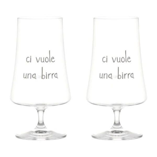 Set 2 bicchieri birra - Scritta: Ci vuole una birra 55 cl