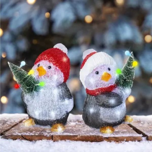 Pinguini Luminosi da esterno 24 LED  H26 cm - 491273