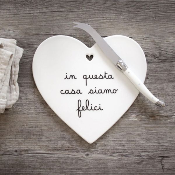 Sottopentola cuore - Scritta: In questa casa siamo felici