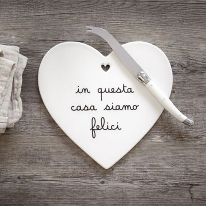 Sottopentola cuore - Scritta: In questa casa siamo felici