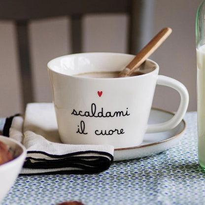 Tazza colazione - Scritta: Scaldami il cuore