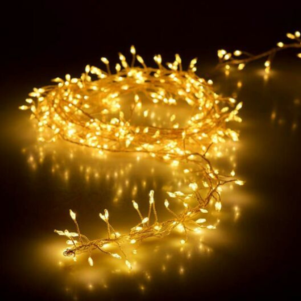 Catena 240 LED Bianco Caldo luci a grappolo filo argento 2,4 mt- AX8219743