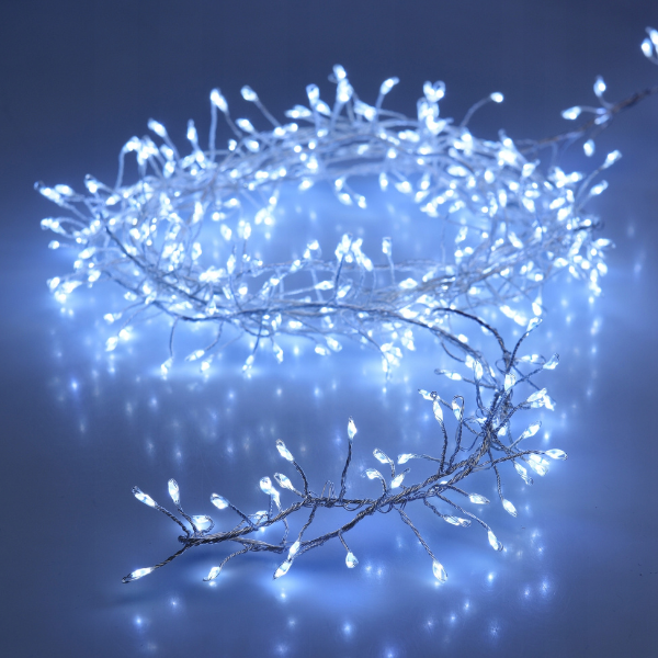 Catena 240 Led Bianco Freddo Luci a grappolo filo argento 2,4 mt- AX8206495