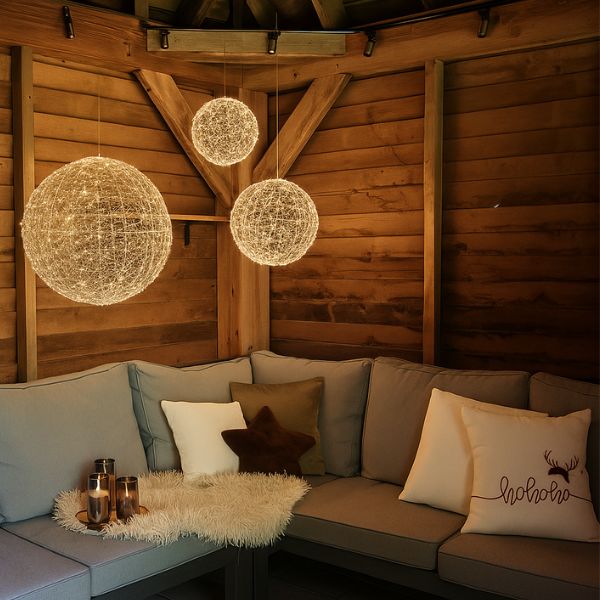 Sfera luminosa argento 38 cm 600 MicroLED  Bianco Caldo  - 491588